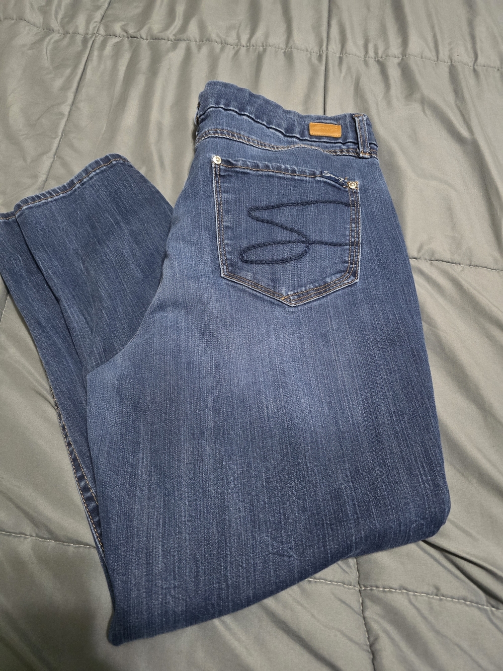 Seven7 Women's Dark Blue Straight Leg Jeans